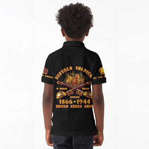 Honor Buffalo Soldiers Kid Polo Shirt African American Cavalry Black Version - African Pride