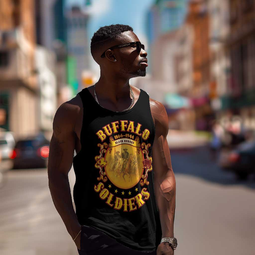 Honor Buffalo Soldiers Men Tank Top African American Cavalry Black Version - African Pride