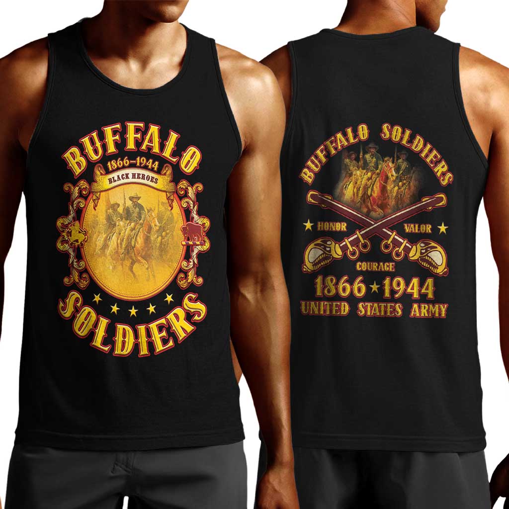 Honor Buffalo Soldiers Men Tank Top African American Cavalry Black Version - African Pride
