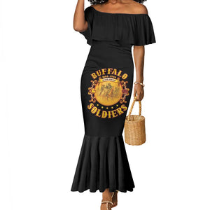 Honor Buffalo Soldiers Mermaid Dress African American Cavalry Black Version - African Pride