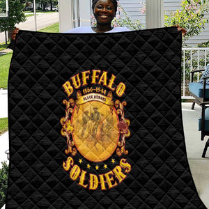 Honor Buffalo Soldiers Quilt African American Cavalry Black Version - African Pride