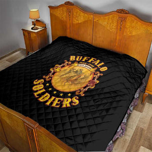 Honor Buffalo Soldiers Quilt African American Cavalry Black Version - African Pride