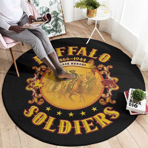 Honor Buffalo Soldiers Round Carpet African American Cavalry Black Version - African Pride
