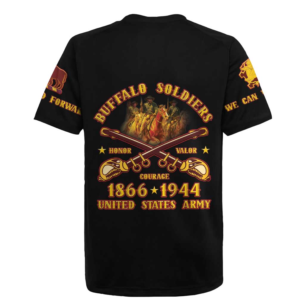 Honor Buffalo Soldiers Rugby Jersey African American Cavalry Black Version - African Pride