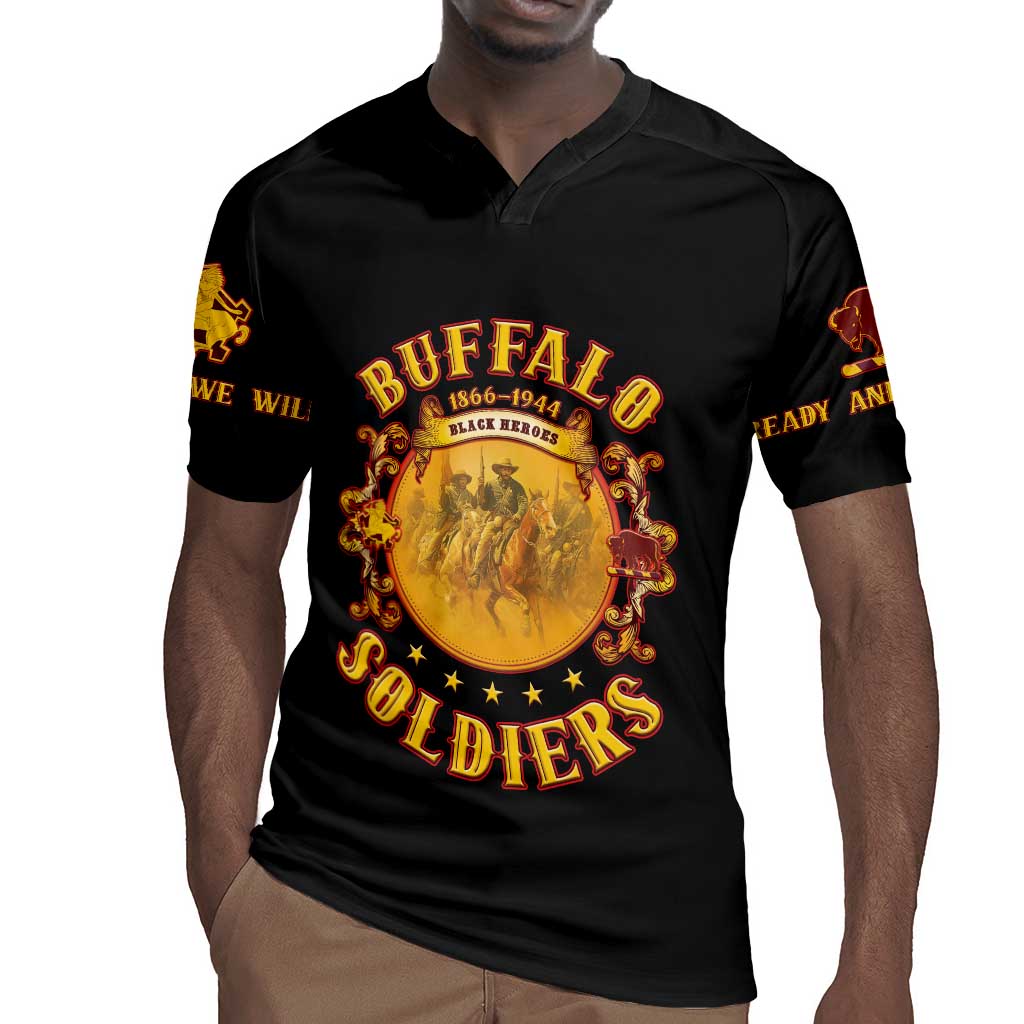 Honor Buffalo Soldiers Rugby Jersey African American Cavalry Black Version - African Pride