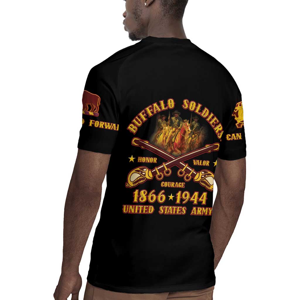 Honor Buffalo Soldiers Rugby Jersey African American Cavalry Black Version - African Pride