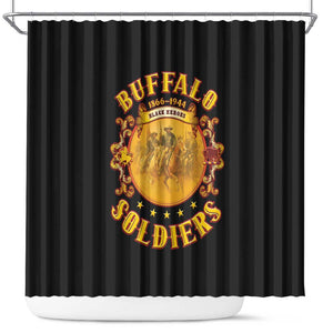 Honor Buffalo Soldiers Shower Curtain African American Cavalry Black Version - African Pride