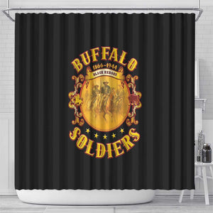 Honor Buffalo Soldiers Shower Curtain African American Cavalry Black Version - African Pride