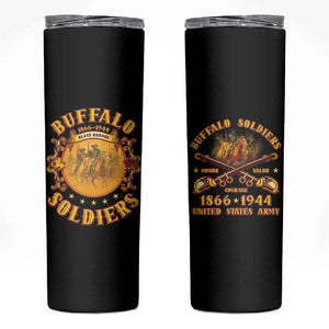 Honor Buffalo Soldiers Skinny Tumbler African American Cavalry Black Version - African Pride