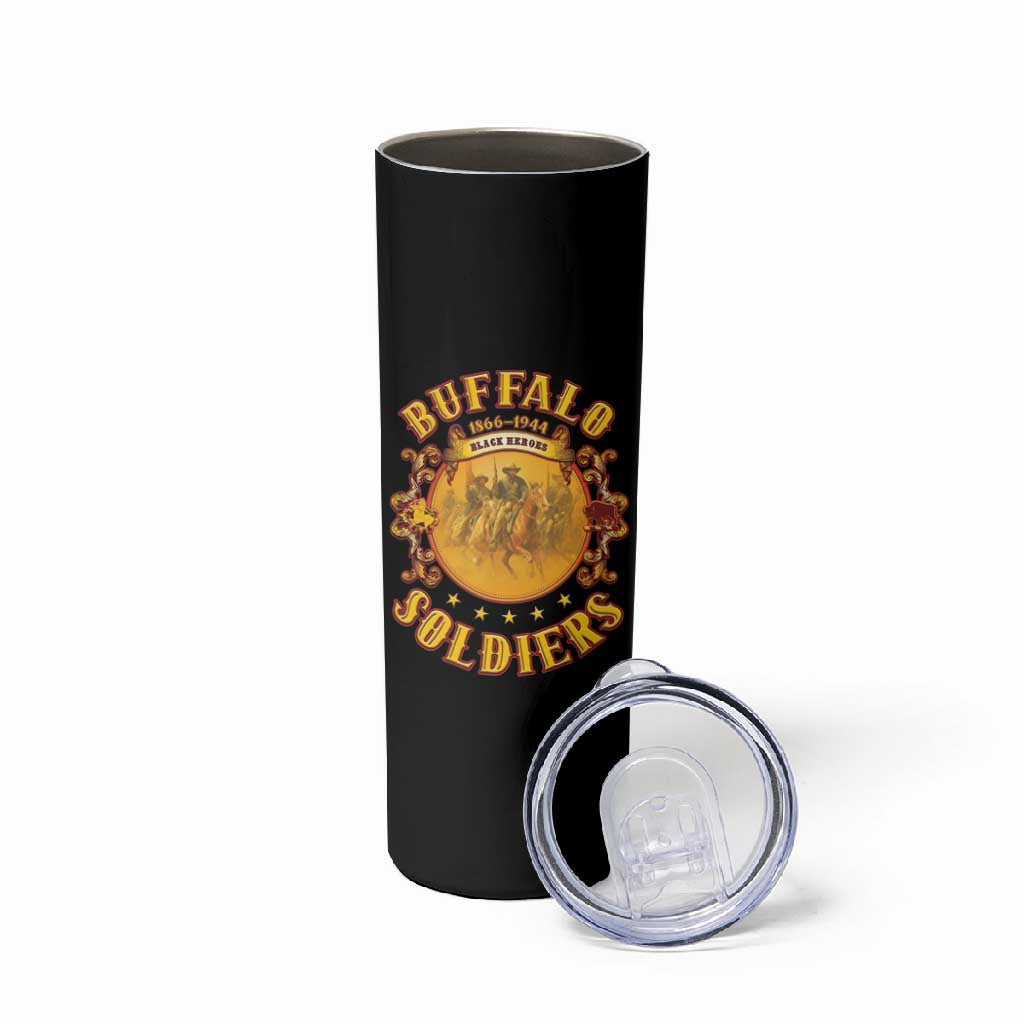 Honor Buffalo Soldiers Skinny Tumbler African American Cavalry Black Version - African Pride