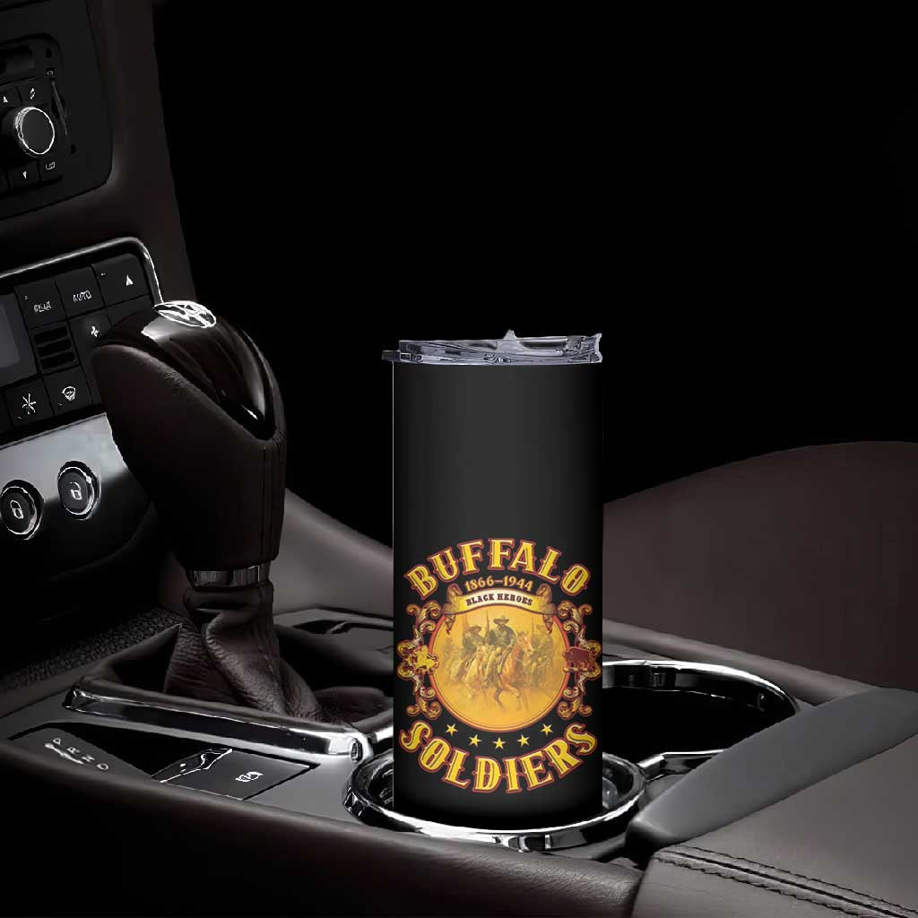 Honor Buffalo Soldiers Skinny Tumbler African American Cavalry Black Version - African Pride