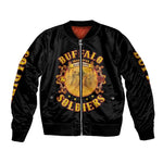 Honor Buffalo Soldiers Sleeve Zip Bomber Jacket African American Cavalry Black Version - African Pride