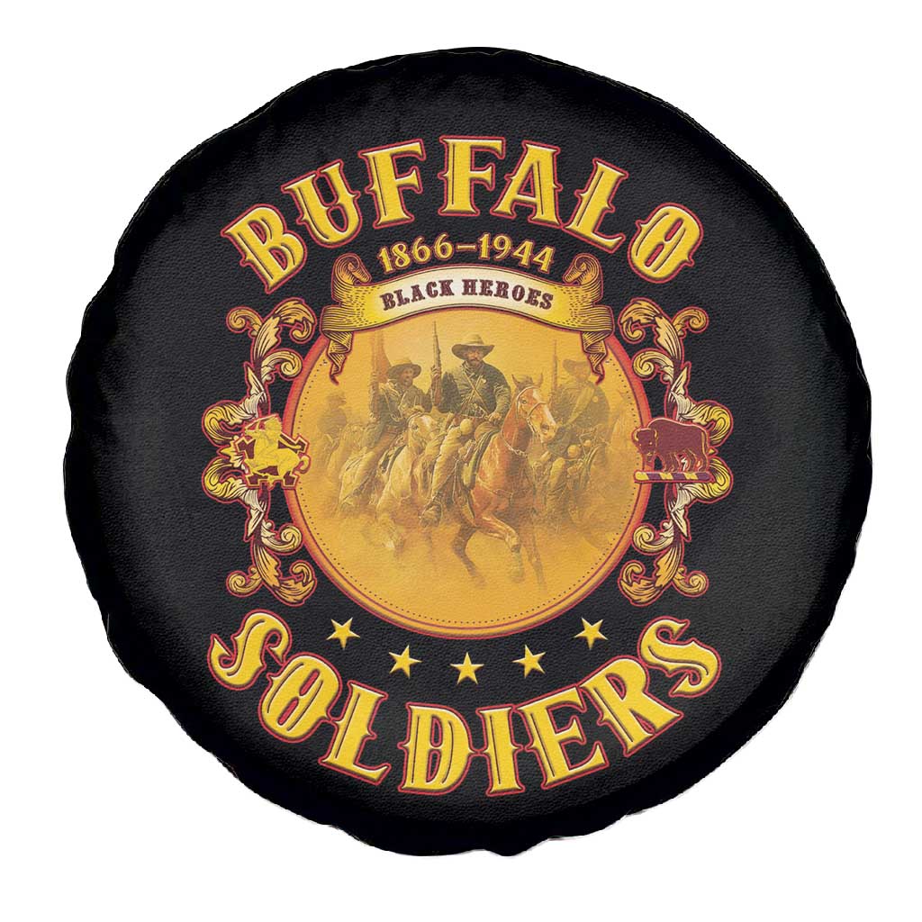 Honor Buffalo Soldiers Spare Tire Cover African American Cavalry Black Version - African Pride