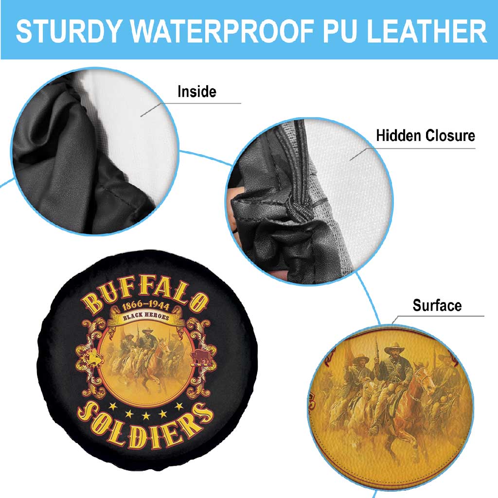 Honor Buffalo Soldiers Spare Tire Cover African American Cavalry Black Version - African Pride