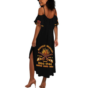 Honor Buffalo Soldiers Summer Maxi Dress African American Cavalry Black Version - African Pride