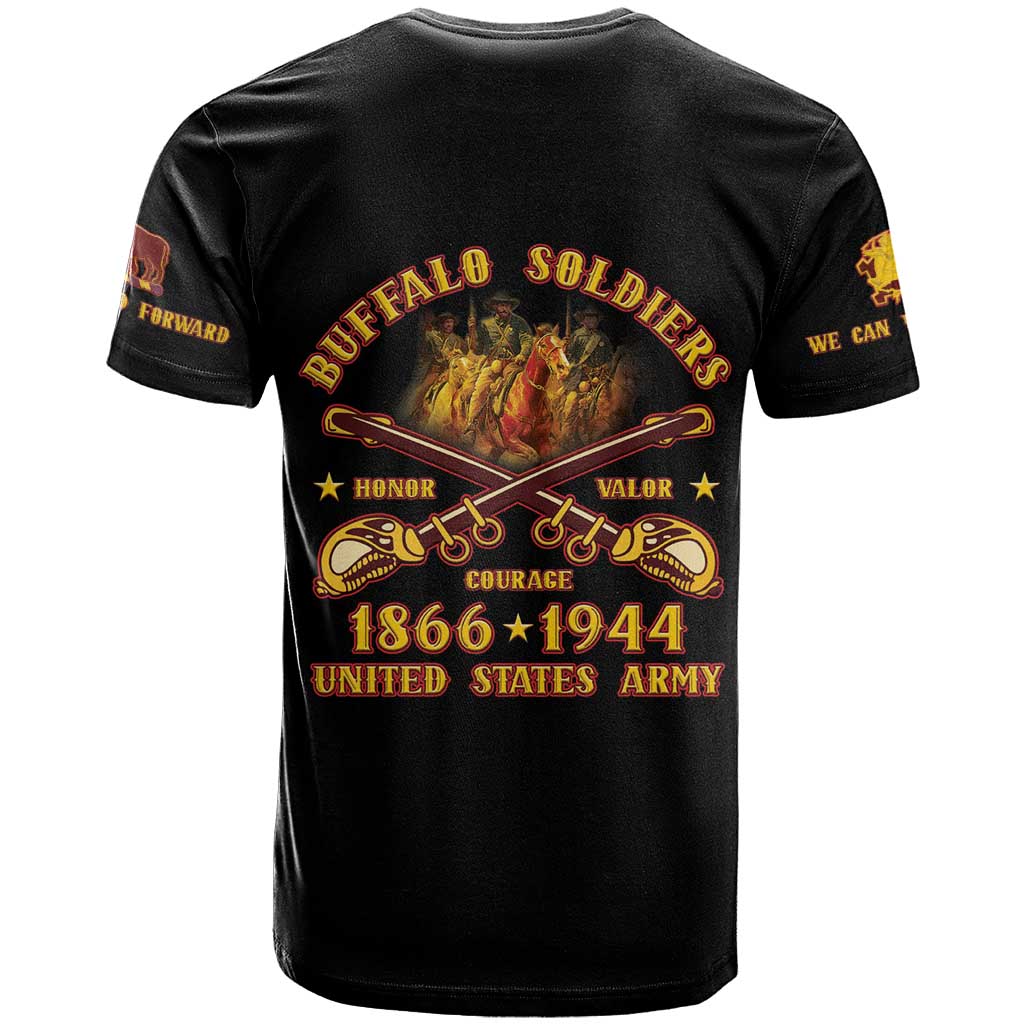 Honor Buffalo Soldiers T shirt African American Cavalry Black Version - African Pride