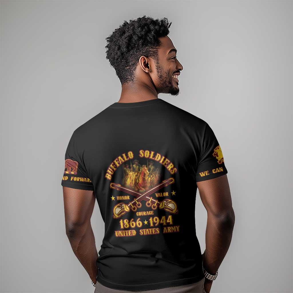 Honor Buffalo Soldiers T shirt African American Cavalry Black Version - African Pride