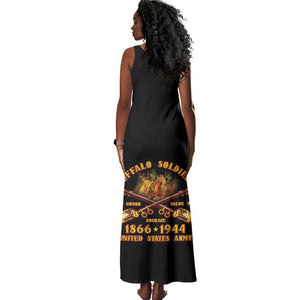 Honor Buffalo Soldiers Tank Maxi Dress African American Cavalry Black Version - African Pride