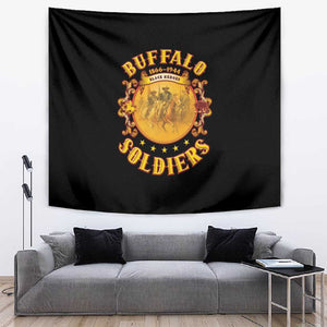 Honor Buffalo Soldiers Tapestry African American Cavalry Black Version - African Pride