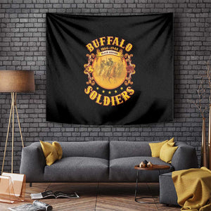 Honor Buffalo Soldiers Tapestry African American Cavalry Black Version - African Pride