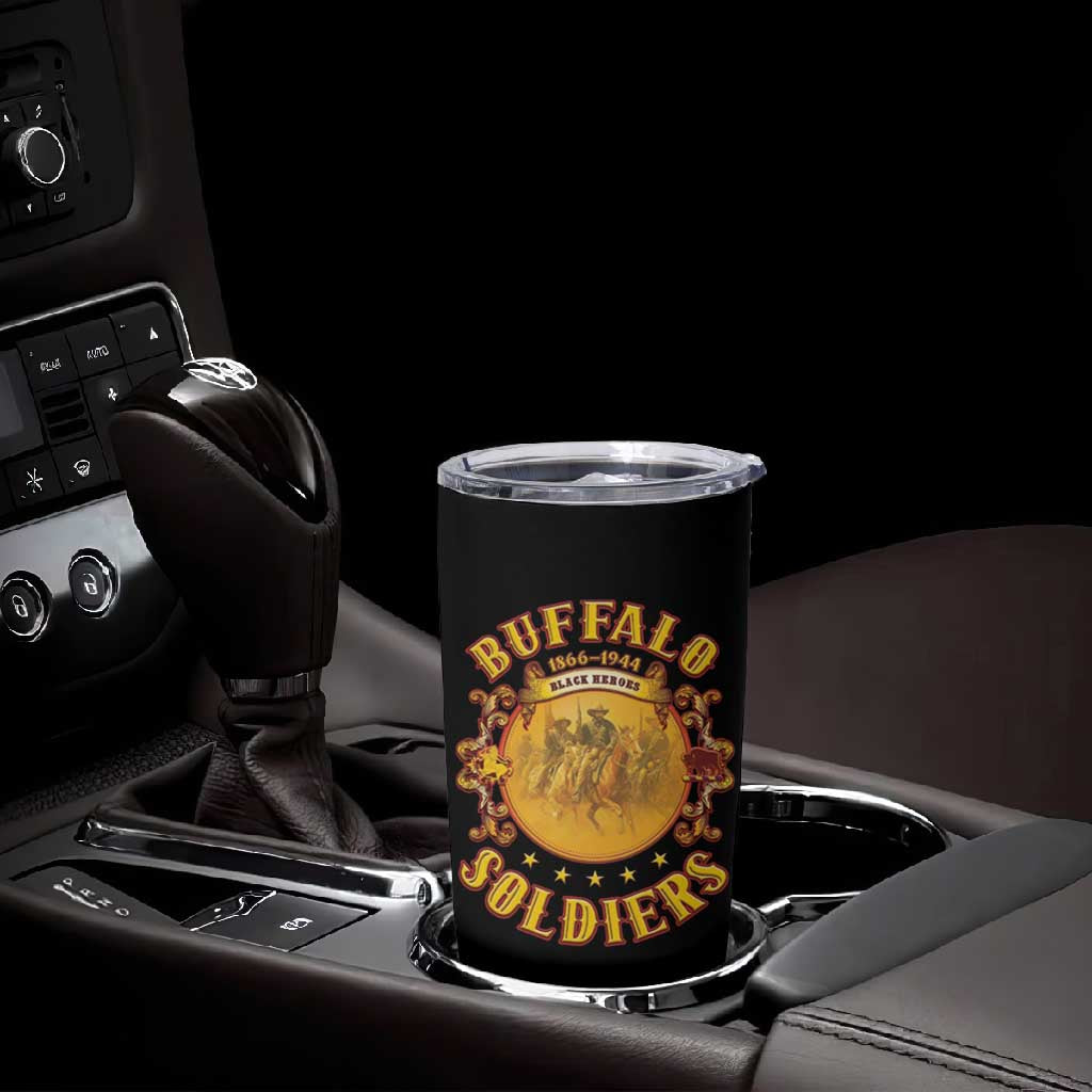 Honor Buffalo Soldiers Tumbler Cup African American Cavalry Black Version - African Pride