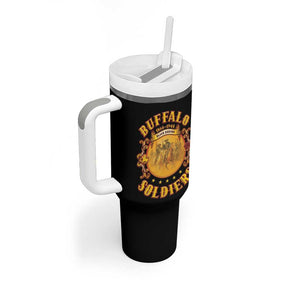 Honor Buffalo Soldiers Tumbler With Handle African American Cavalry Black Version - African Pride