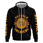 Honor Buffalo Soldiers Zip Hoodie African American Cavalry Black Version - African Pride