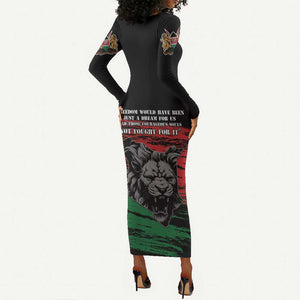 Happy Kenya Mashujaa Day Long Sleeve Bodycon Dress Honour Our Heroes, Heroines LT05