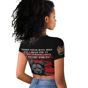 Happy Kenya Mashujaa Day Raglan Cropped T shirt Honour Our Heroes, Heroines