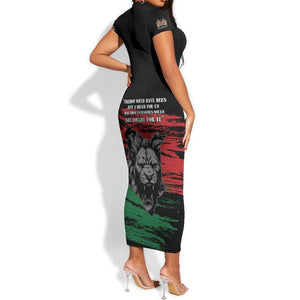 Happy Kenya Mashujaa Day Short Sleeve Bodycon Dress Honour Our Heroes, Heroines LT05