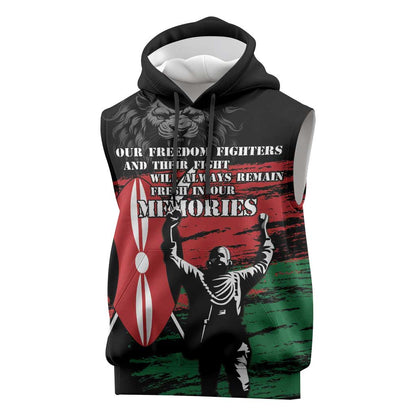 Happy Kenya Mashujaa Day Sleeveless Hoodie Honour Our Heroes, Heroines - African Pride