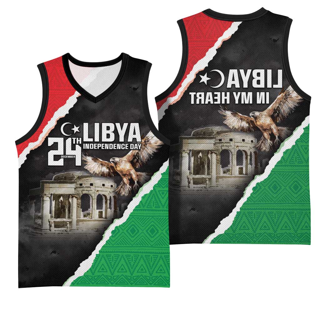 Happy Libya Independence Day Basketball Jersey Libya In My Heart - African Pride