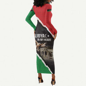 Happy Libya Independence Day Long Sleeve Bodycon Dress Libya In My Heart LT05