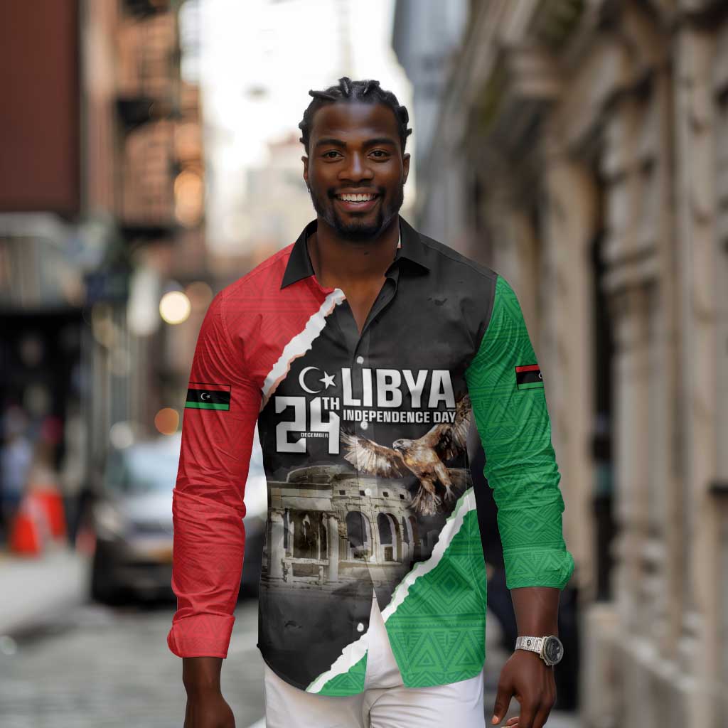 Happy Libya Independence Day Long Sleeve Button Shirt Libya In My Heart