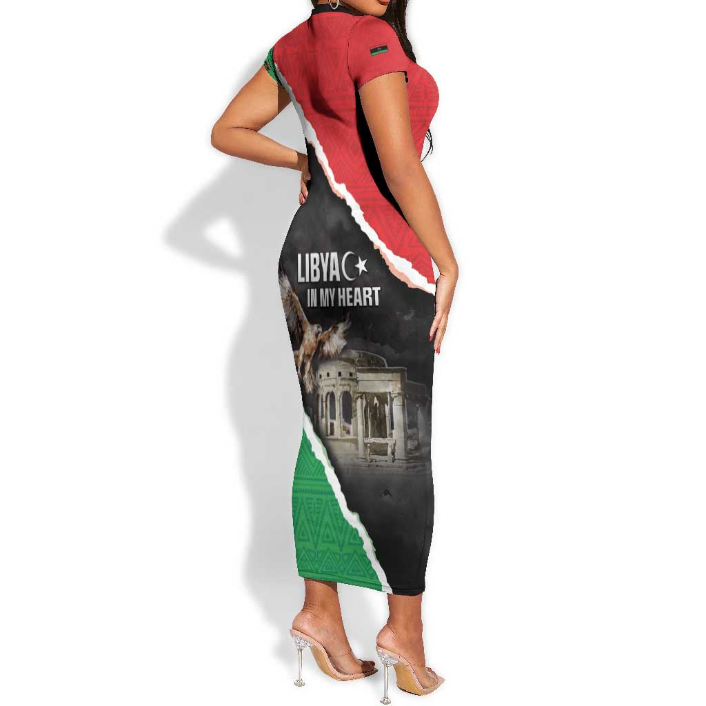 Happy Libya Independence Day Short Sleeve Bodycon Dress Libya In My Heart LT05