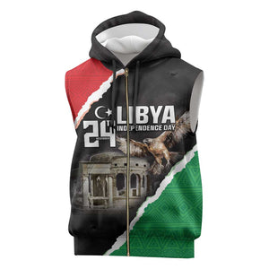 Happy Libya Independence Day Sleeveless Zip Hoodie Libya In My Heart - African Pride