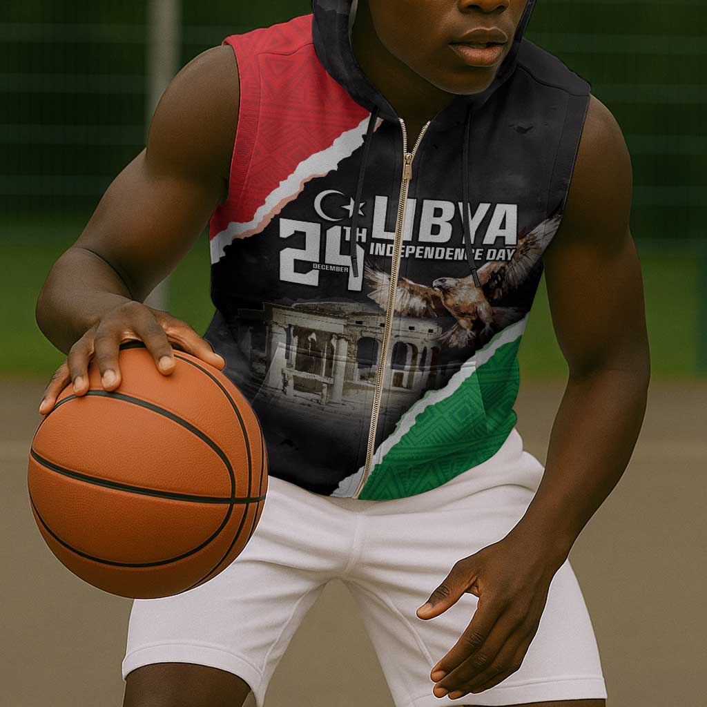 Happy Libya Independence Day Sleeveless Zip Hoodie Libya In My Heart - African Pride