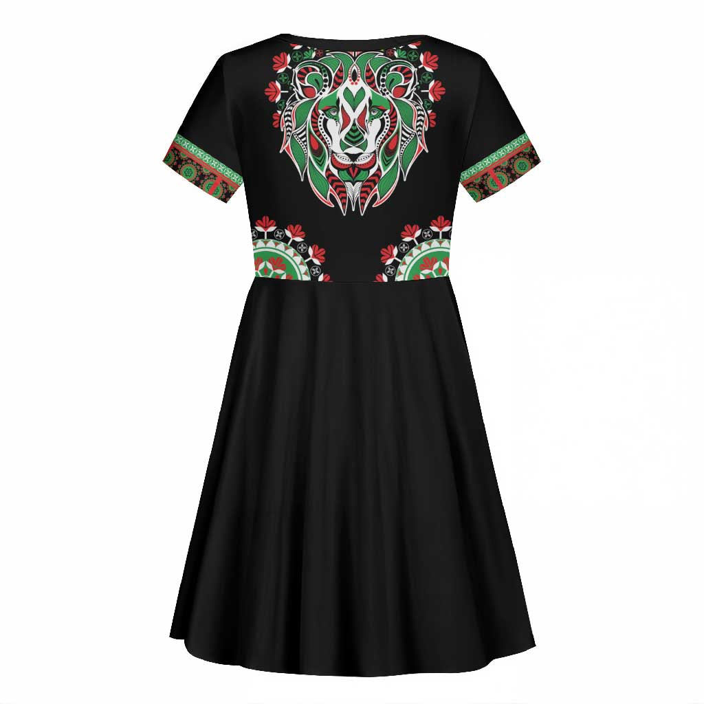 Libya Barbary Lion Kid Short Sleeve Dress Dashiki Simple Style