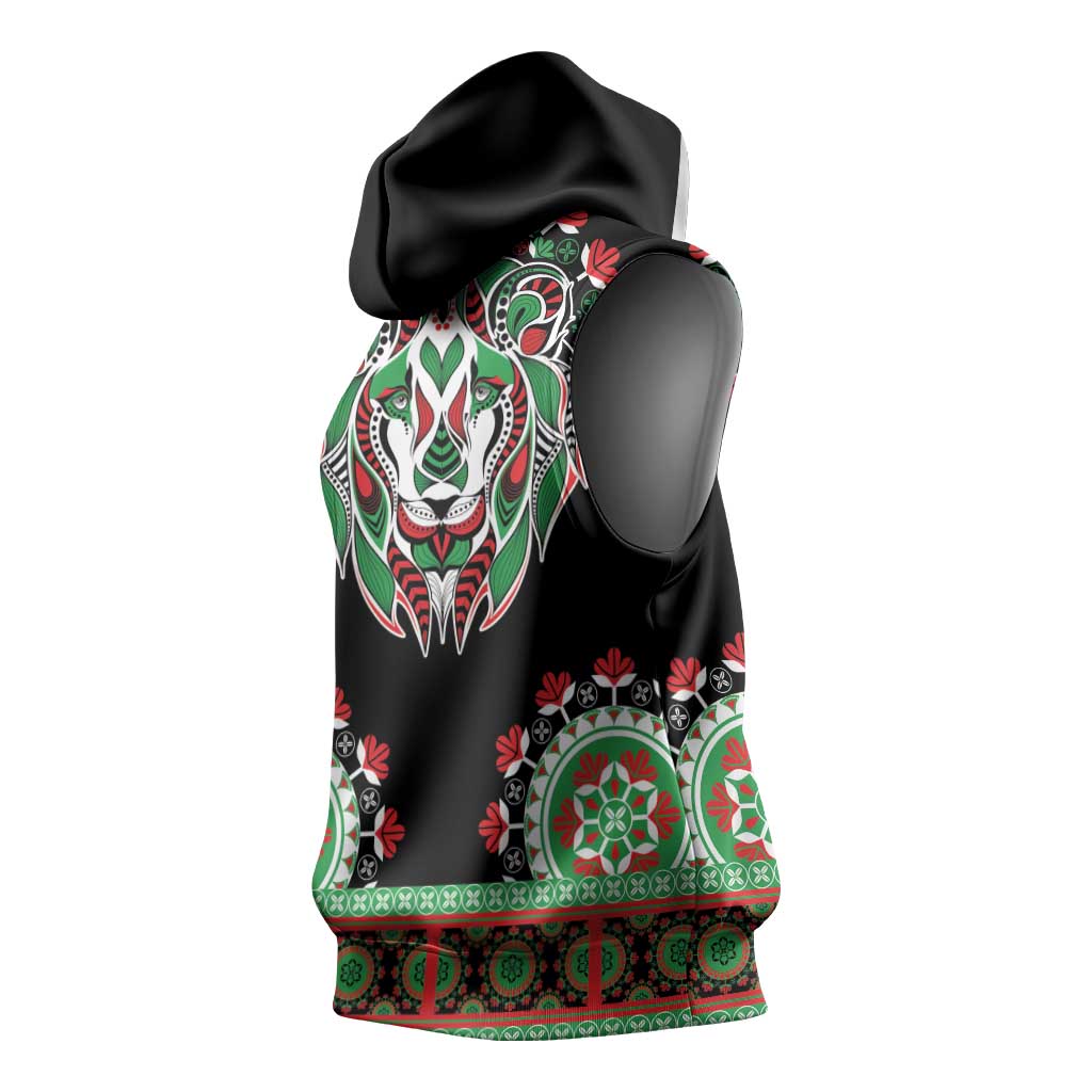 Libya Barbary Lion Sleeveless Hoodie Dashiki Simple Style - African Pride
