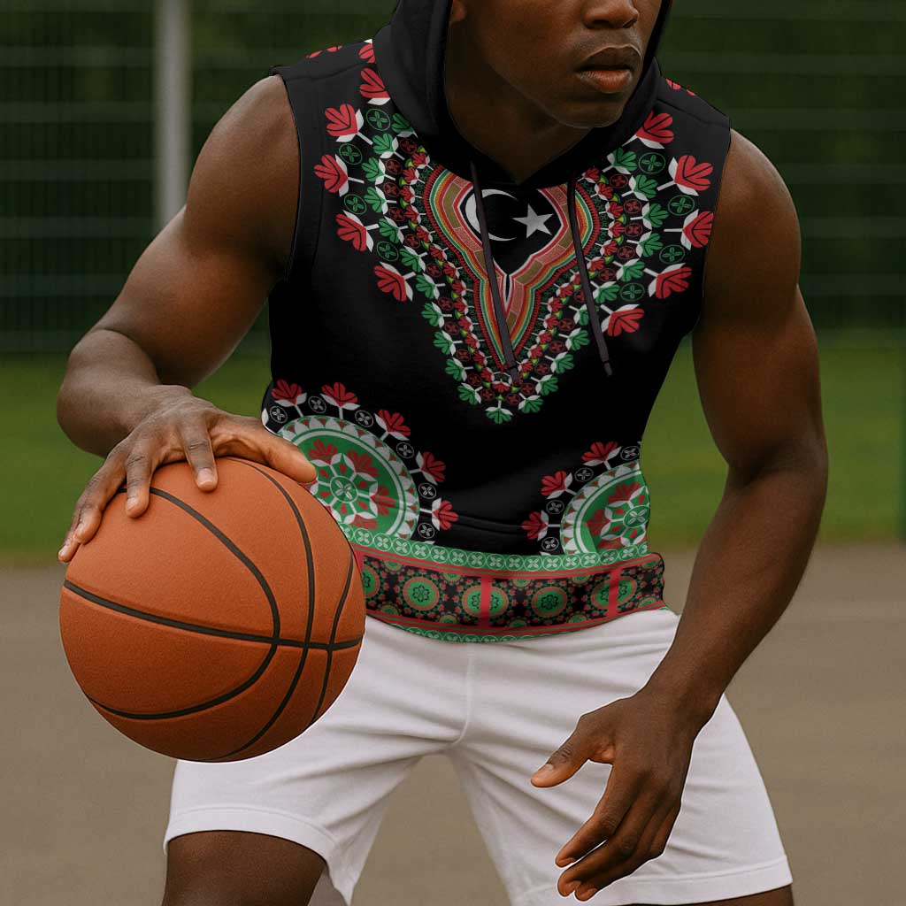 Libya Barbary Lion Sleeveless Hoodie Dashiki Simple Style - African Pride