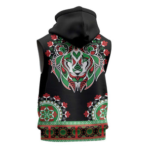 Libya Barbary Lion Sleeveless Zip Hoodie Dashiki Simple Style - African Pride