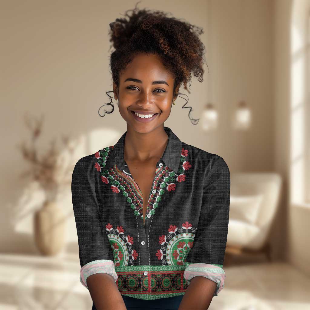 Libya Barbary Lion Women Casual Shirt Dashiki Simple Style LT05