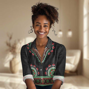 Libya Barbary Lion Women Casual Shirt Dashiki Simple Style LT05
