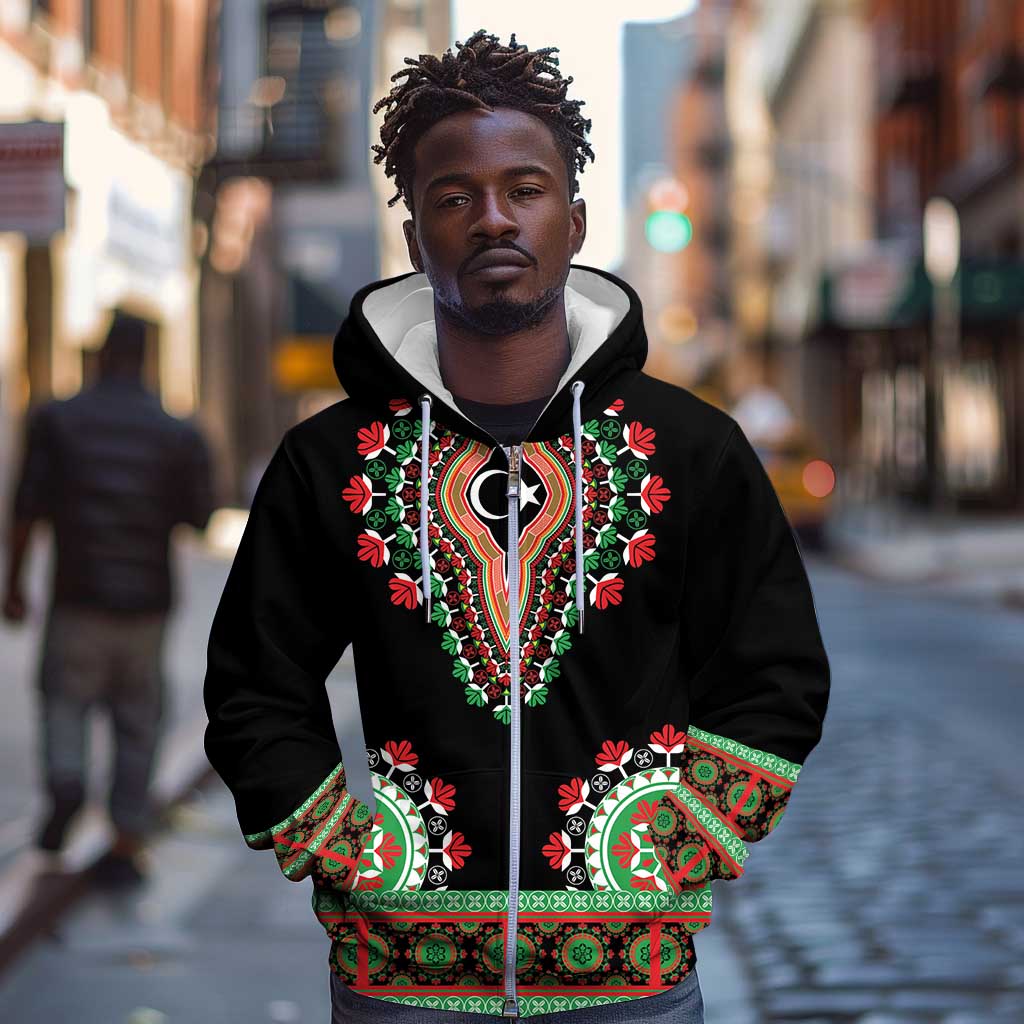 Libya Barbary Lion Zip Hoodie Dashiki Simple Style