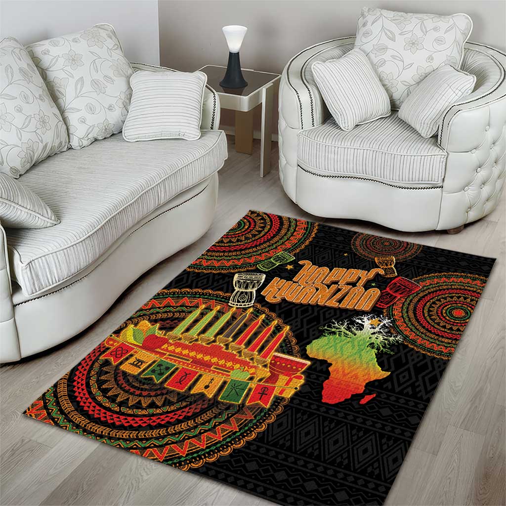 Kwanzaa Kinara Candles Area Rug African Tribal Pattern