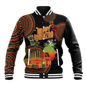 Kwanzaa Kinara Candles Baseball Jacket African Tribal Pattern