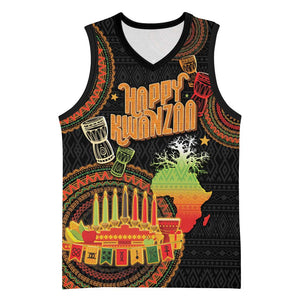 Kwanzaa Kinara Candles Basketball Jersey African Tribal Pattern - African Pride