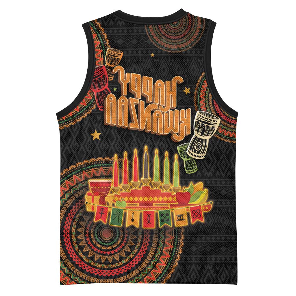 Kwanzaa Kinara Candles Basketball Jersey African Tribal Pattern - African Pride