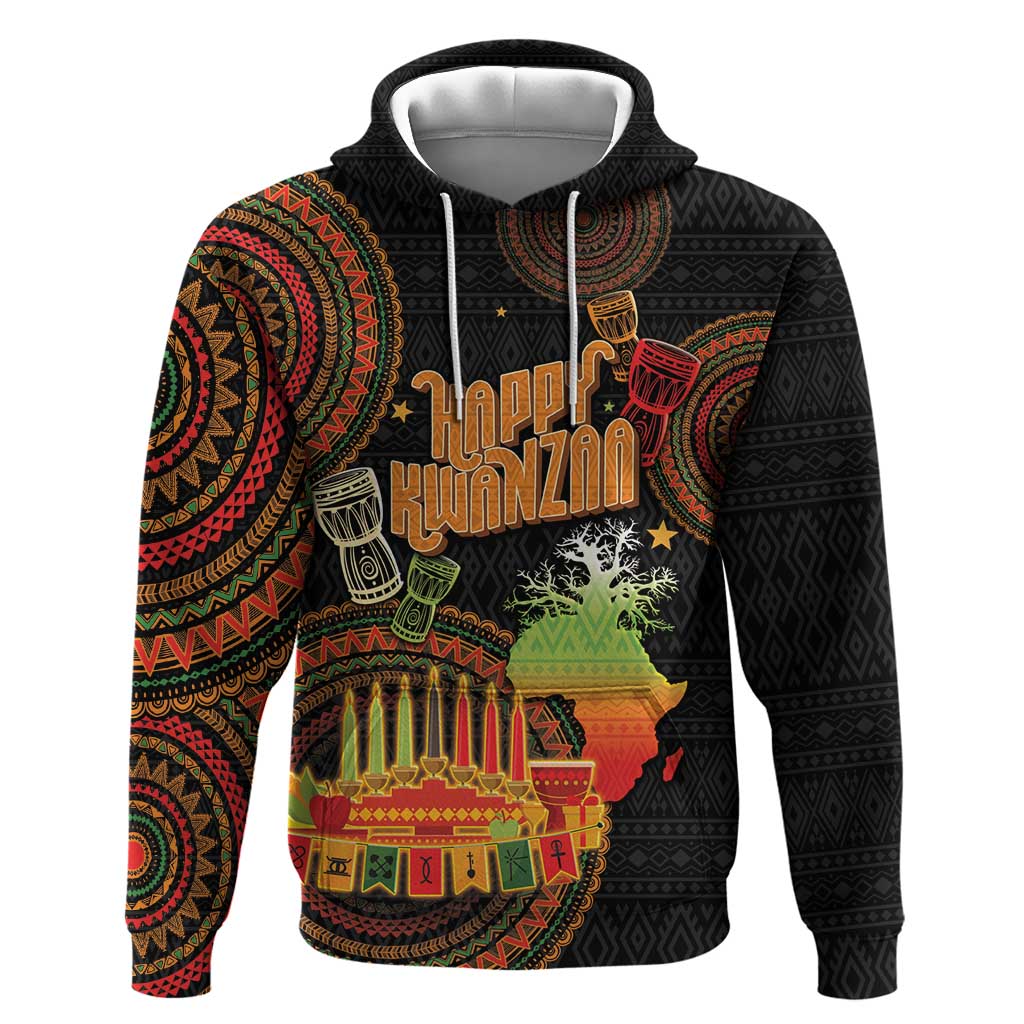 Kwanzaa Kinara Candles Hoodie African Tribal Pattern