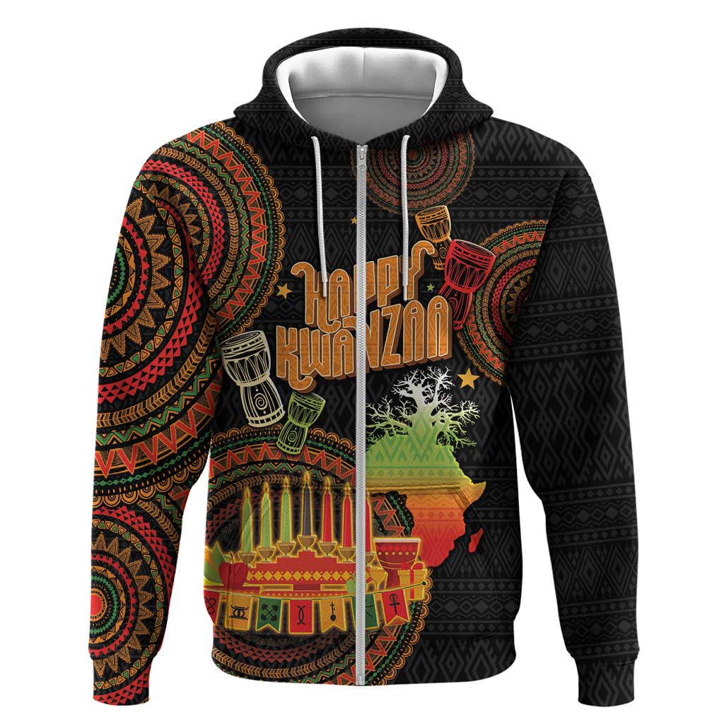 Kwanzaa Kinara Candles Hoodie African Tribal Pattern